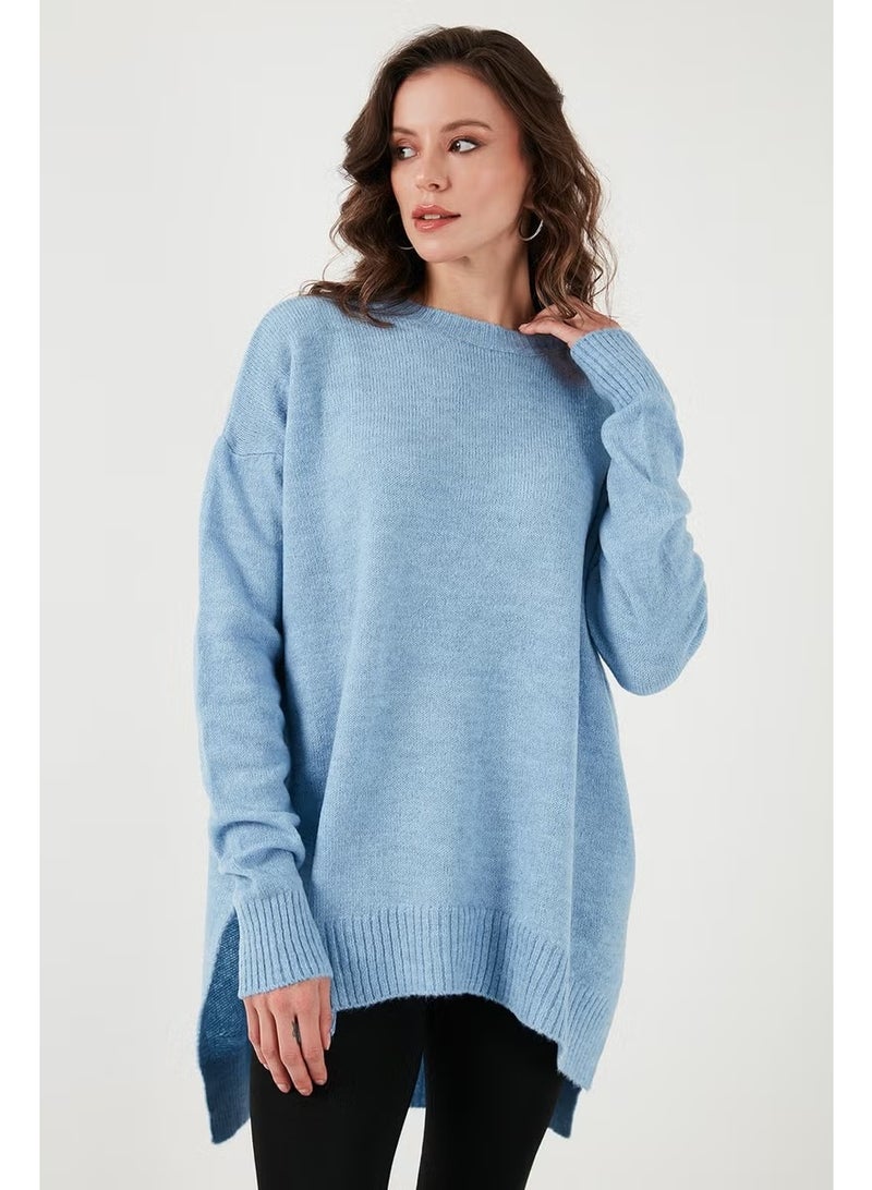 Lela Casual Cut Slit Detailed Crew Neck Sweater Women's Sweater 4616142Y - Image 4
